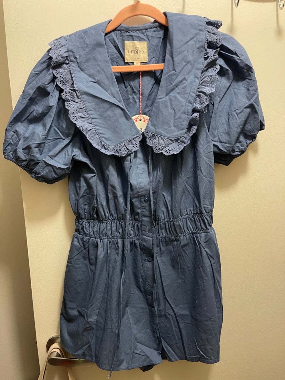 NWT Umgee Peter Pan Collar Romper w/ Pockets